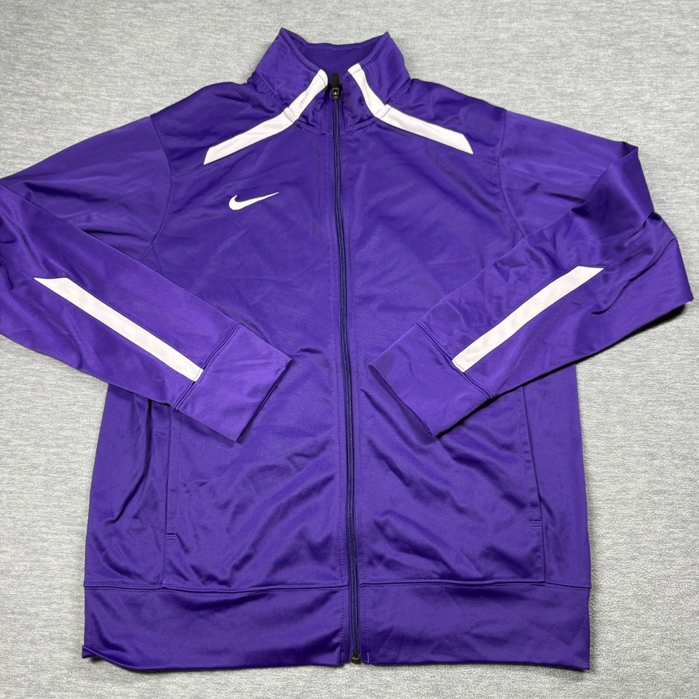 Nike Track Jacket Mens Medium Purple White Stripe Dri-FIT Full Zip Soccer Traini